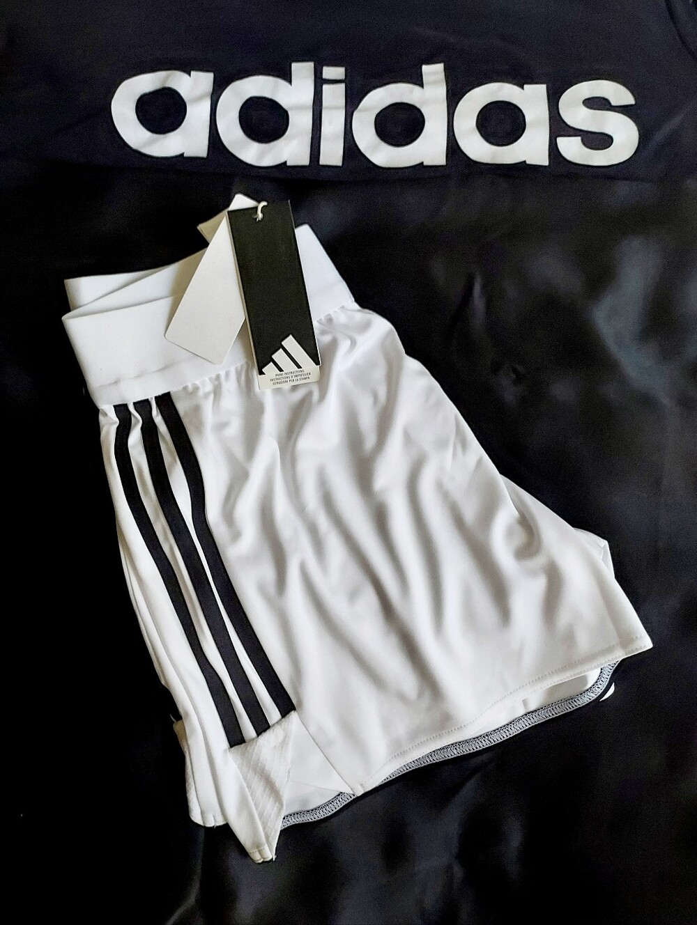 Adidas Women’s White Athletic Running Shorts with Black Stripes - Picture 4 of 5